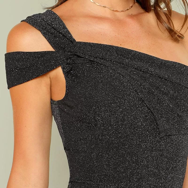 ALL THAT GLITTERS —ONE SHOULDER BODYSUIT