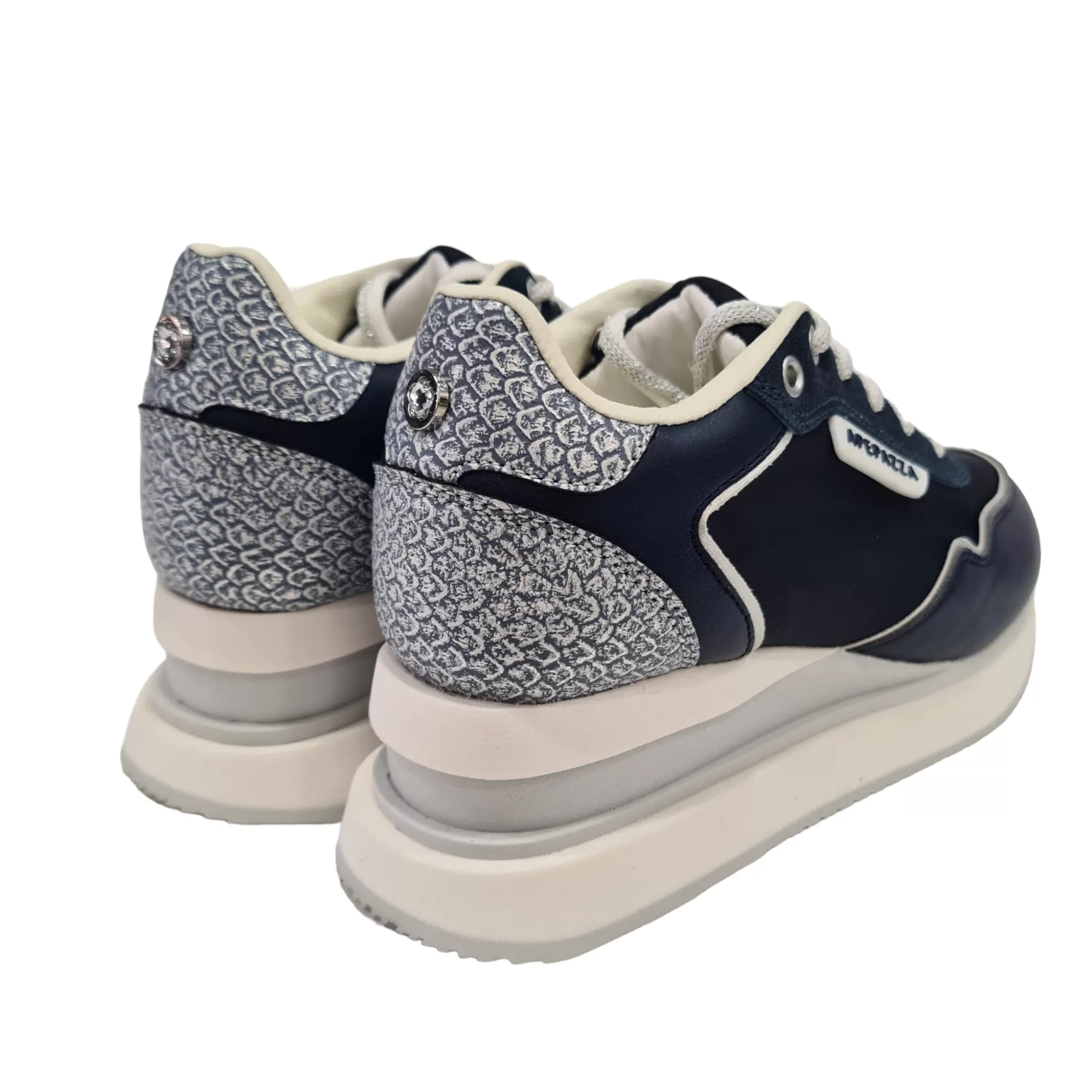 Apepazza Sneakers Donna Zeppa Alta 6 cm. Pelle Blu rif.686