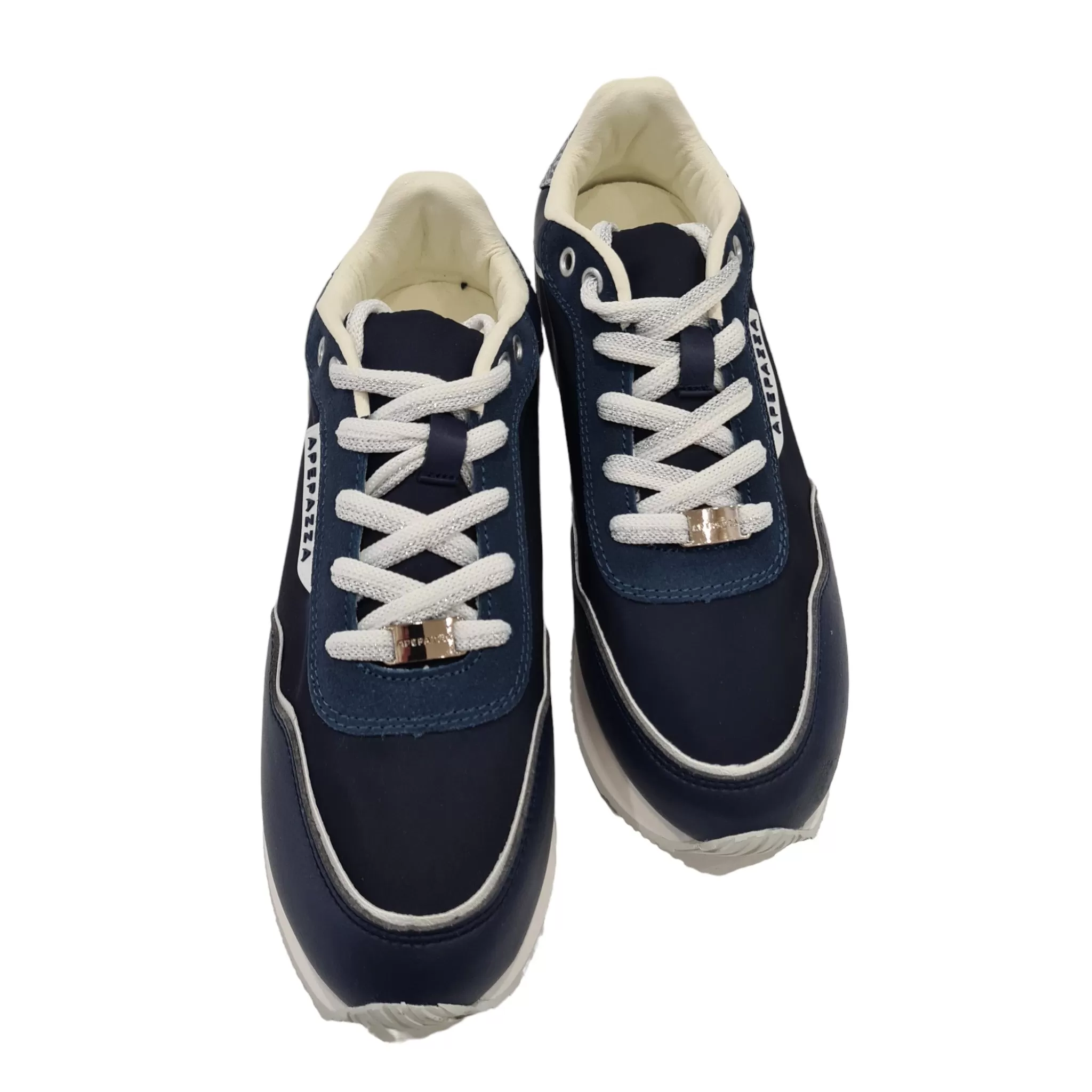 Apepazza Sneakers Donna Zeppa Alta 6 cm. Pelle Blu rif.686