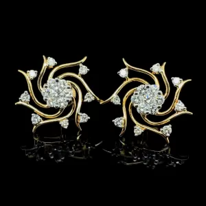 #BA57 | Golden Columbine Charm Stud Diamond Earrings 18kt