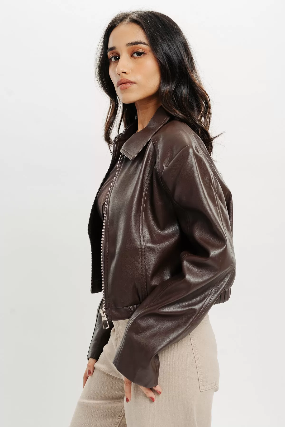 Brown Biker Leather Jacket