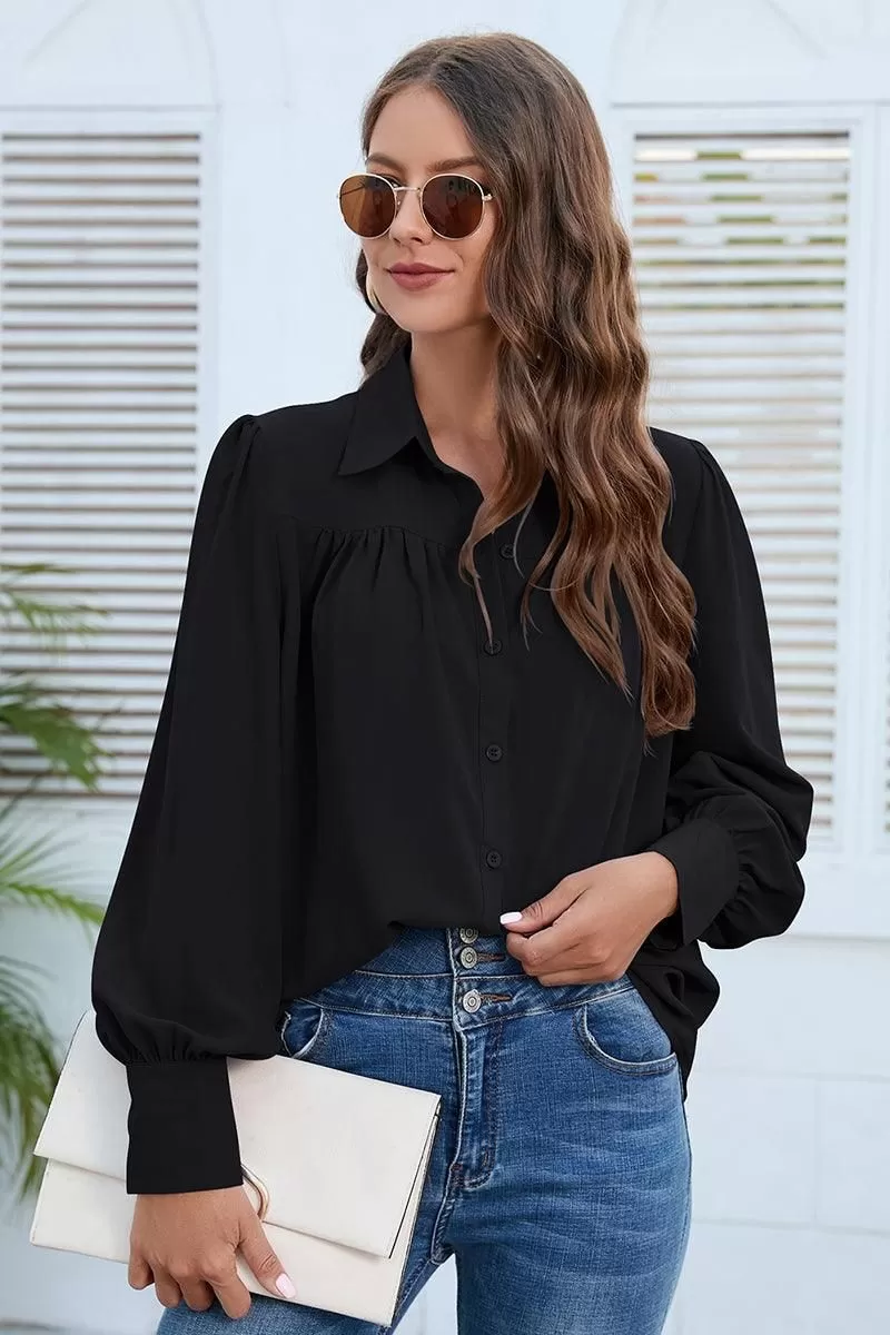 BUTTON DOWN DAILY BASIC BLOUSE