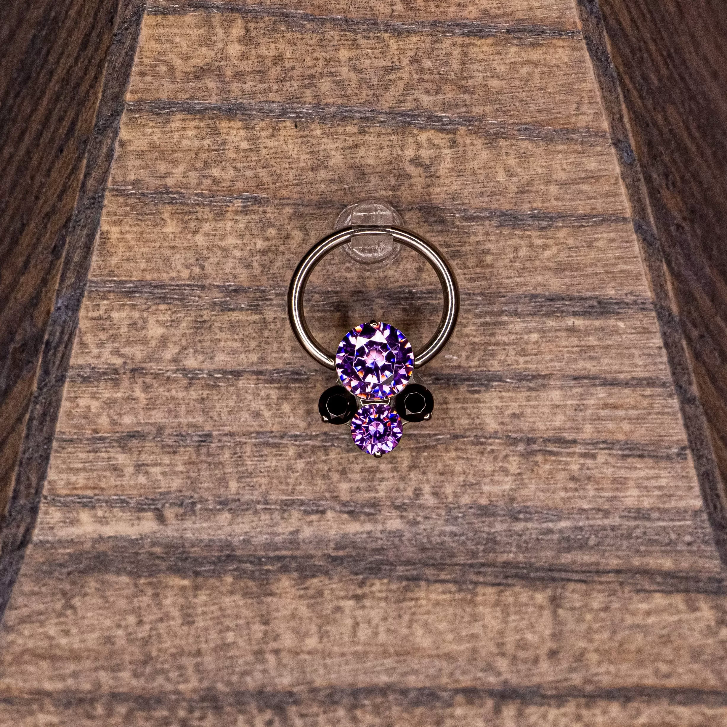 Caeli Captive Bead with Purple & Black Swarovski Crystals- Large