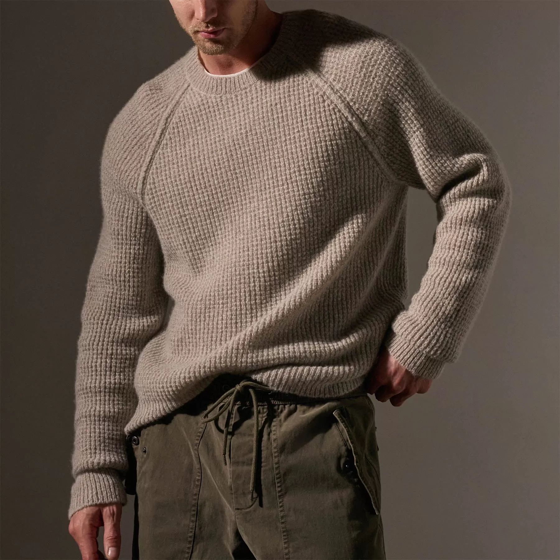 Cashmere Knit Raglan Crew - Hazel