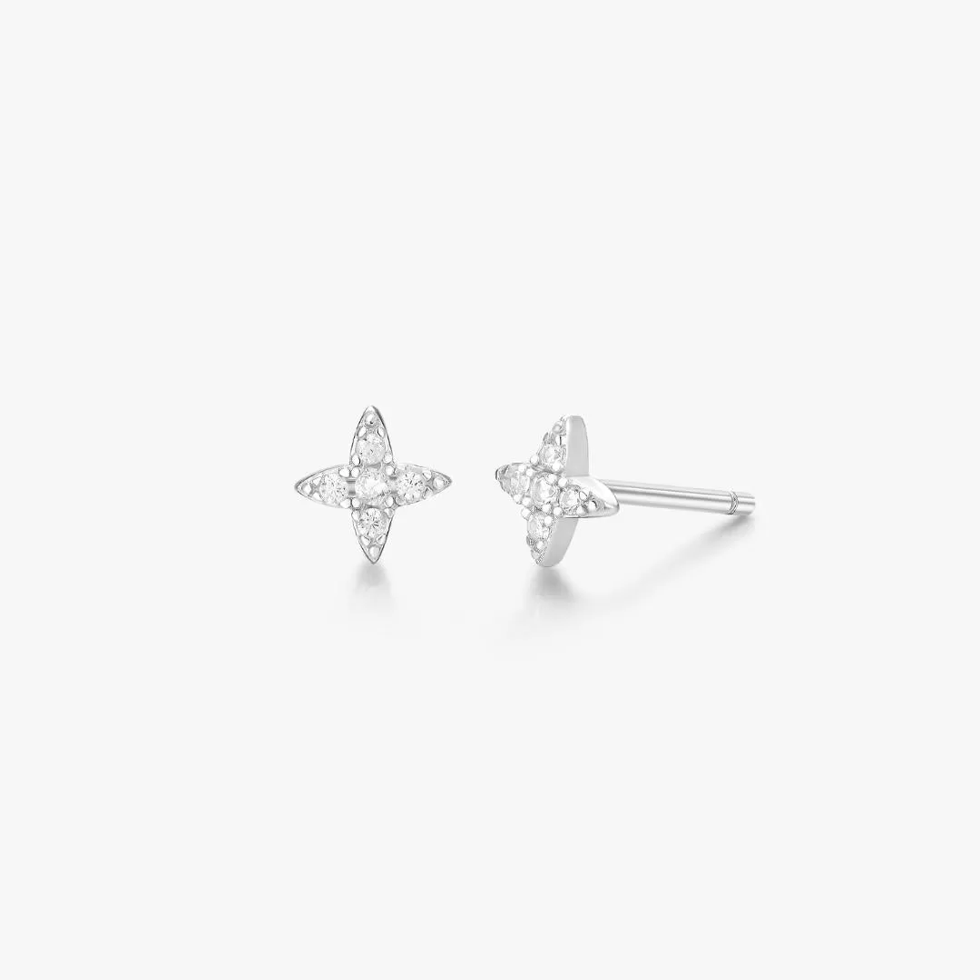 Clear Gem Estrella Studs in Silver