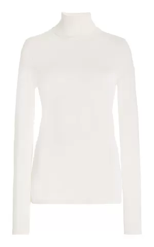 Costa Knit Turtleneck in Ivory Cashmere Silk