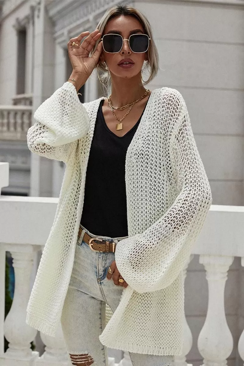 CROCHET LONG SLEEVE KNIT CARDIGAN SWEATER COATS