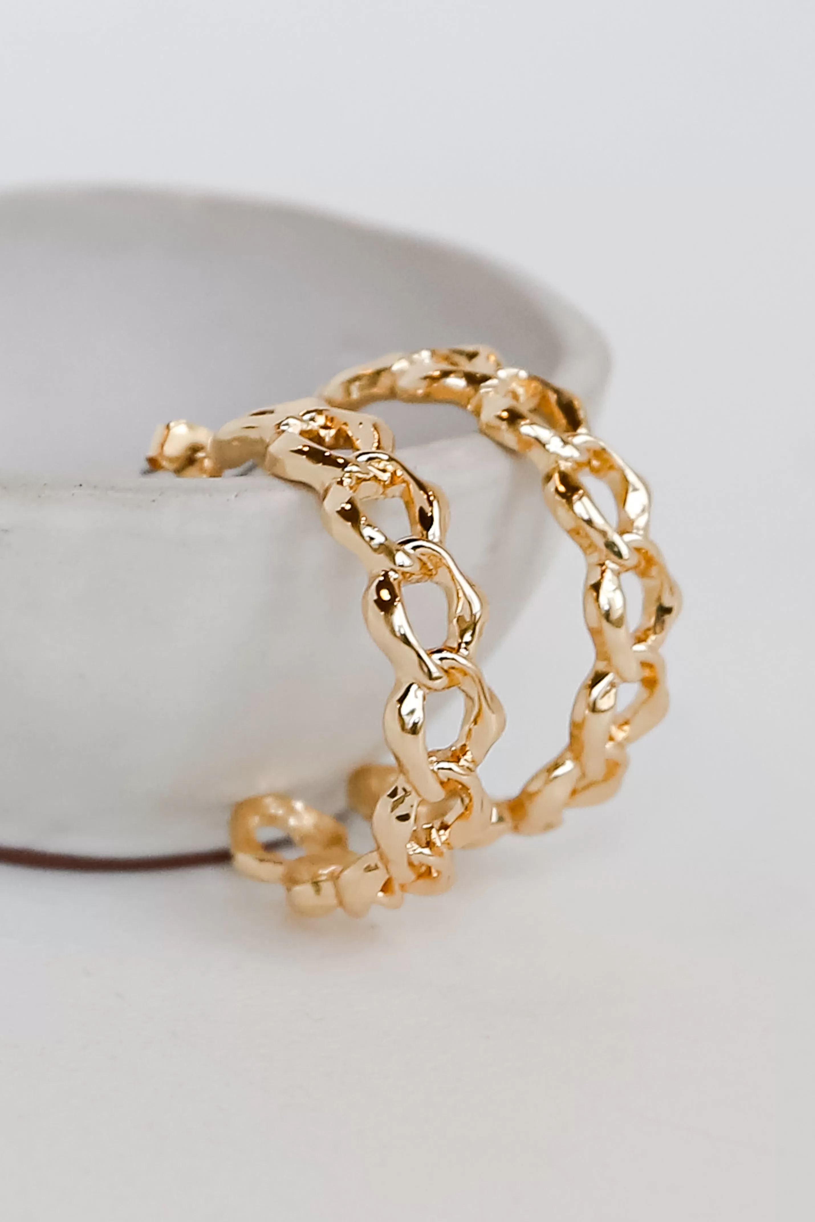 FINAL SALE - Monica Gold Chainlink Hoop Earrings