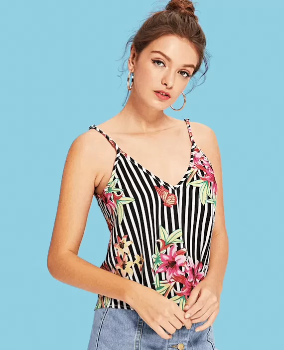 FLORA’S FLORAL STRIPE CAMI TOP