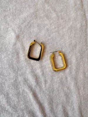 Gold Dipped Large Gold Rectangle Earrings