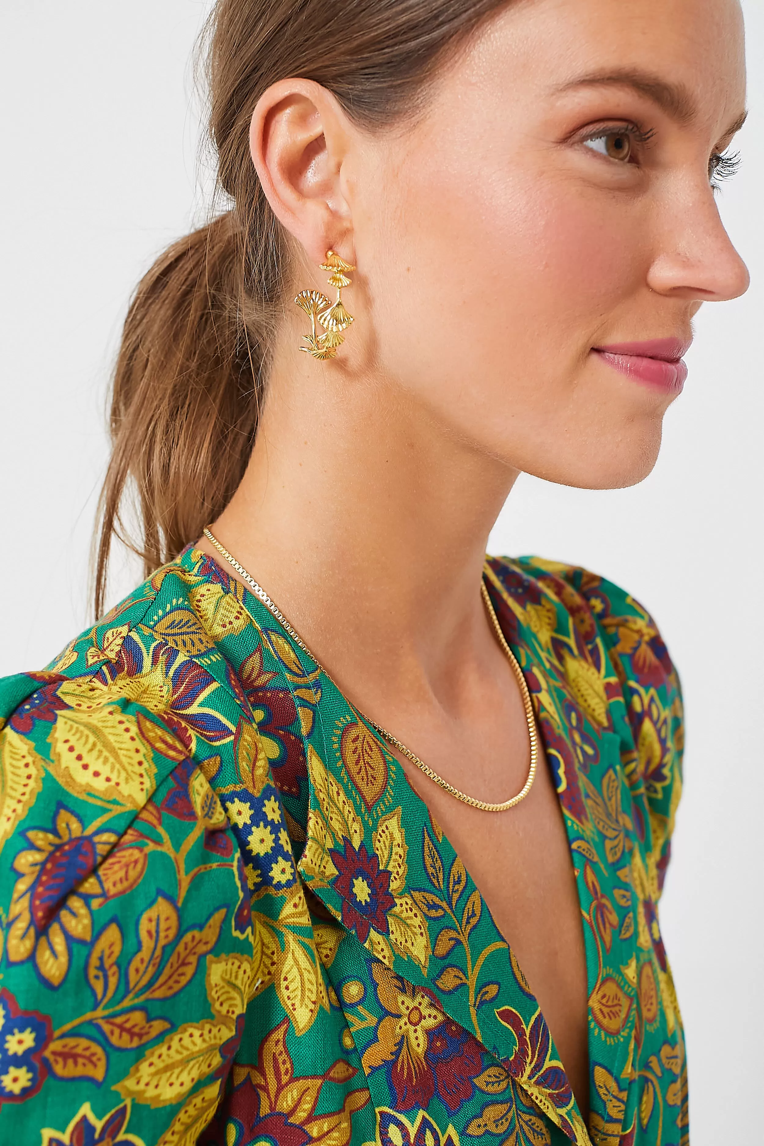 Gold Ginkgo Kerri Hoop Earrings