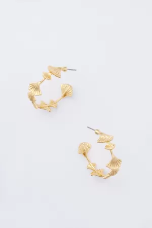 Gold Ginkgo Kerri Hoop Earrings