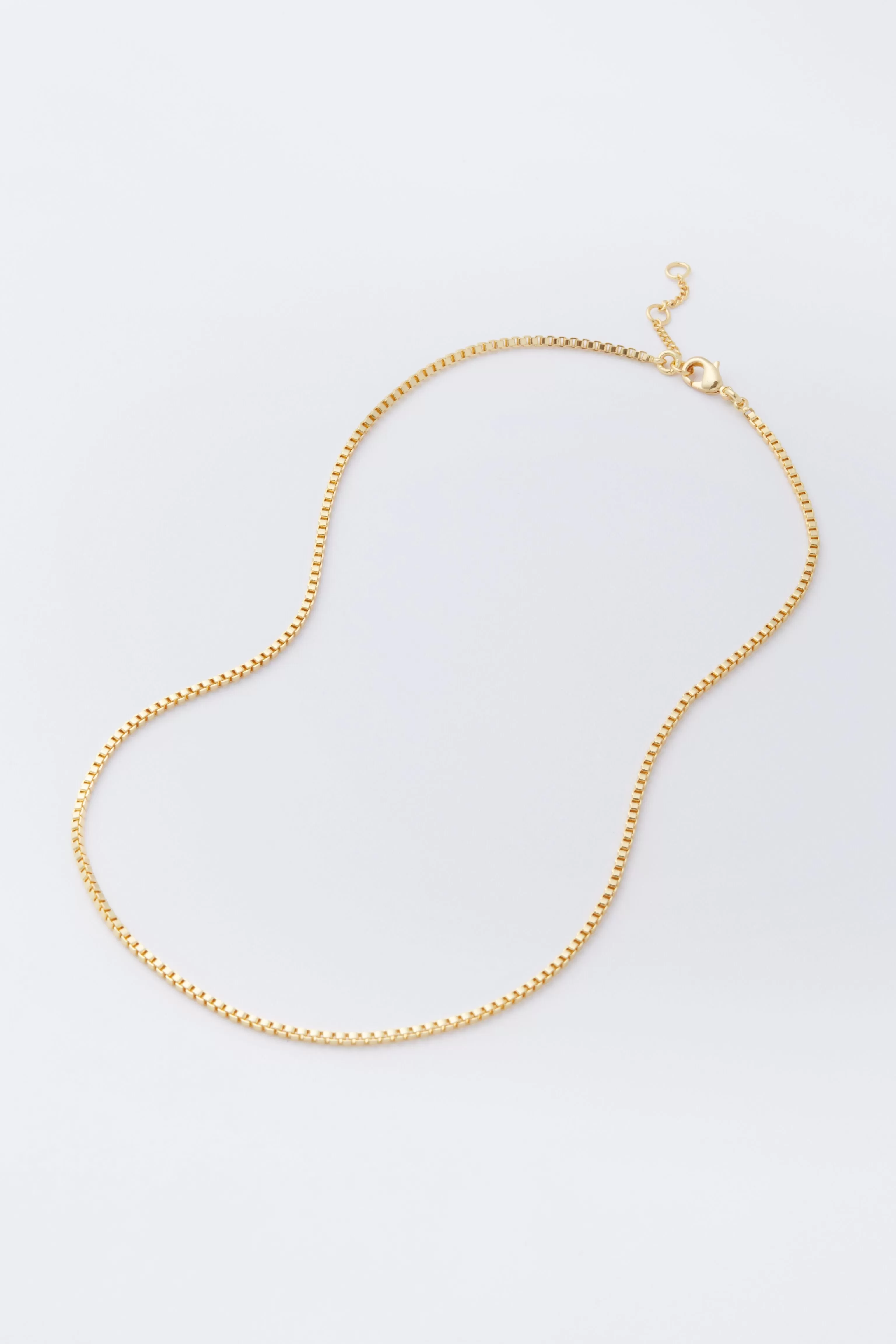 Gold Thin Box Chain Necklace