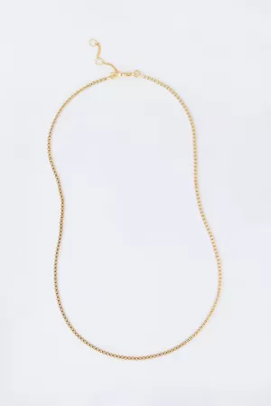 Gold Thin Box Chain Necklace