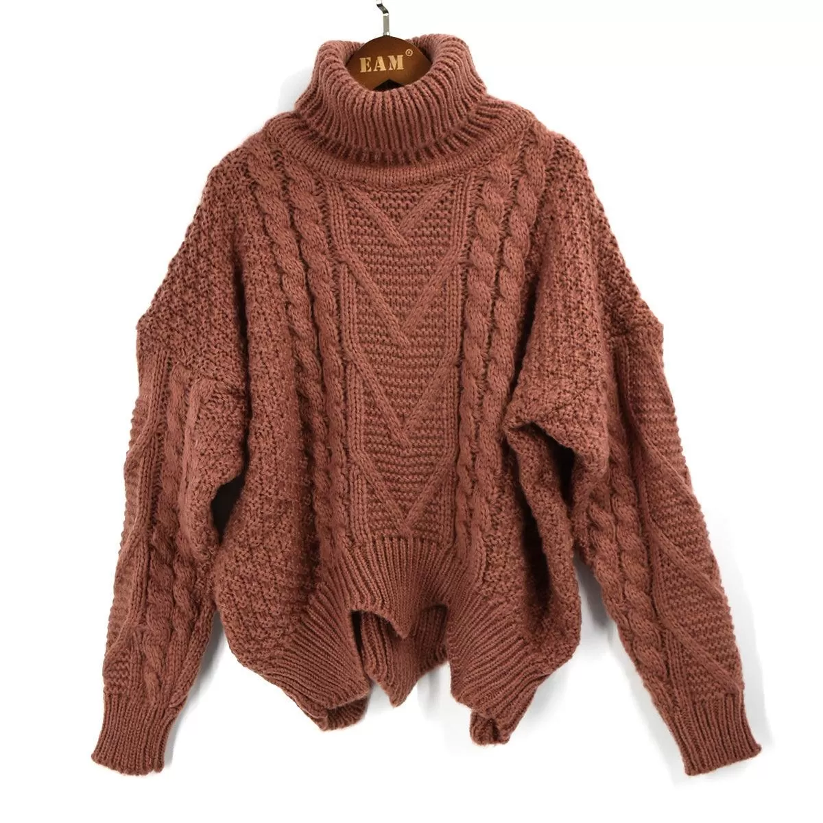 HEAVY CABLE-KNIT TURTLENECK