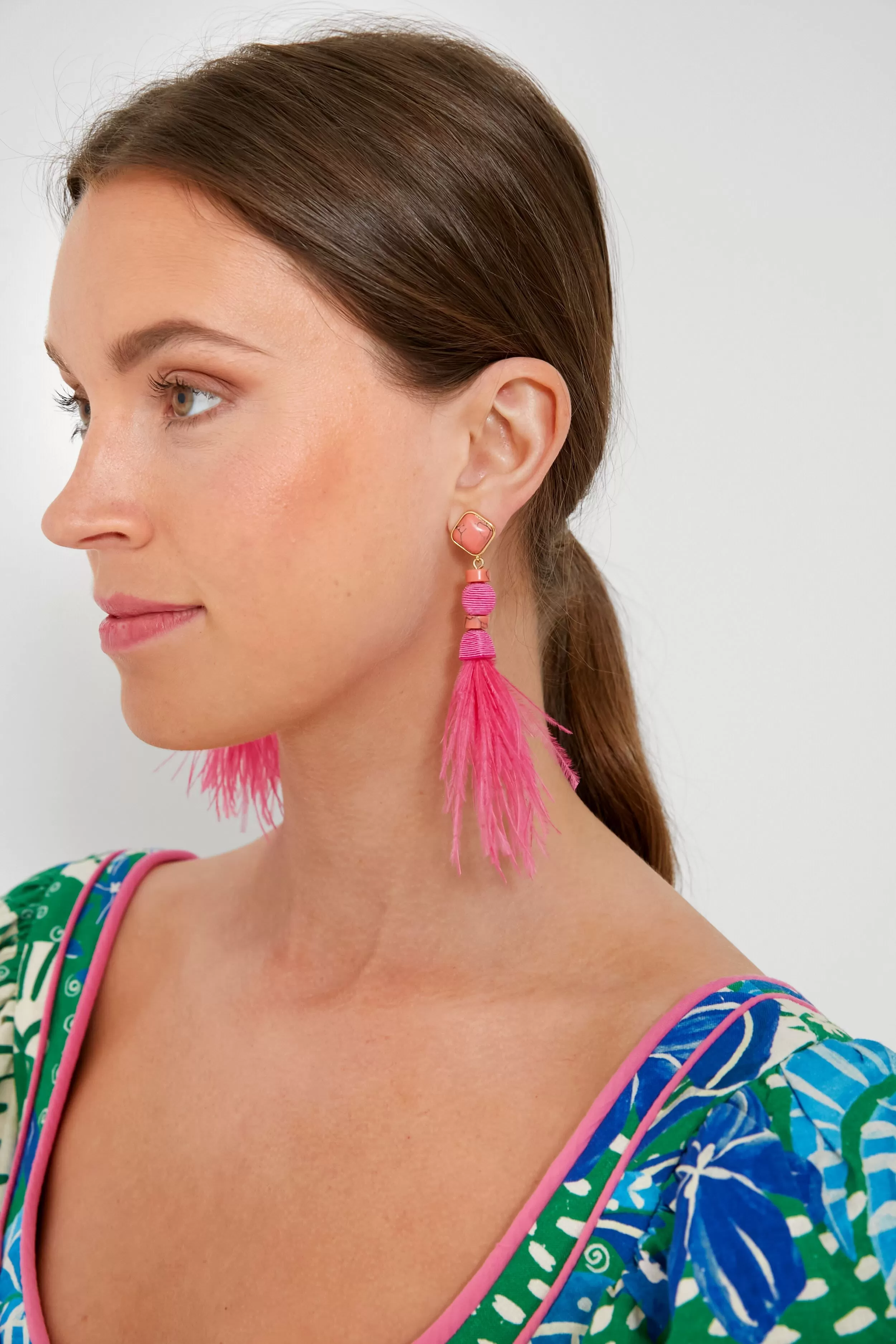 Hot Pink Pia Feather Earrings