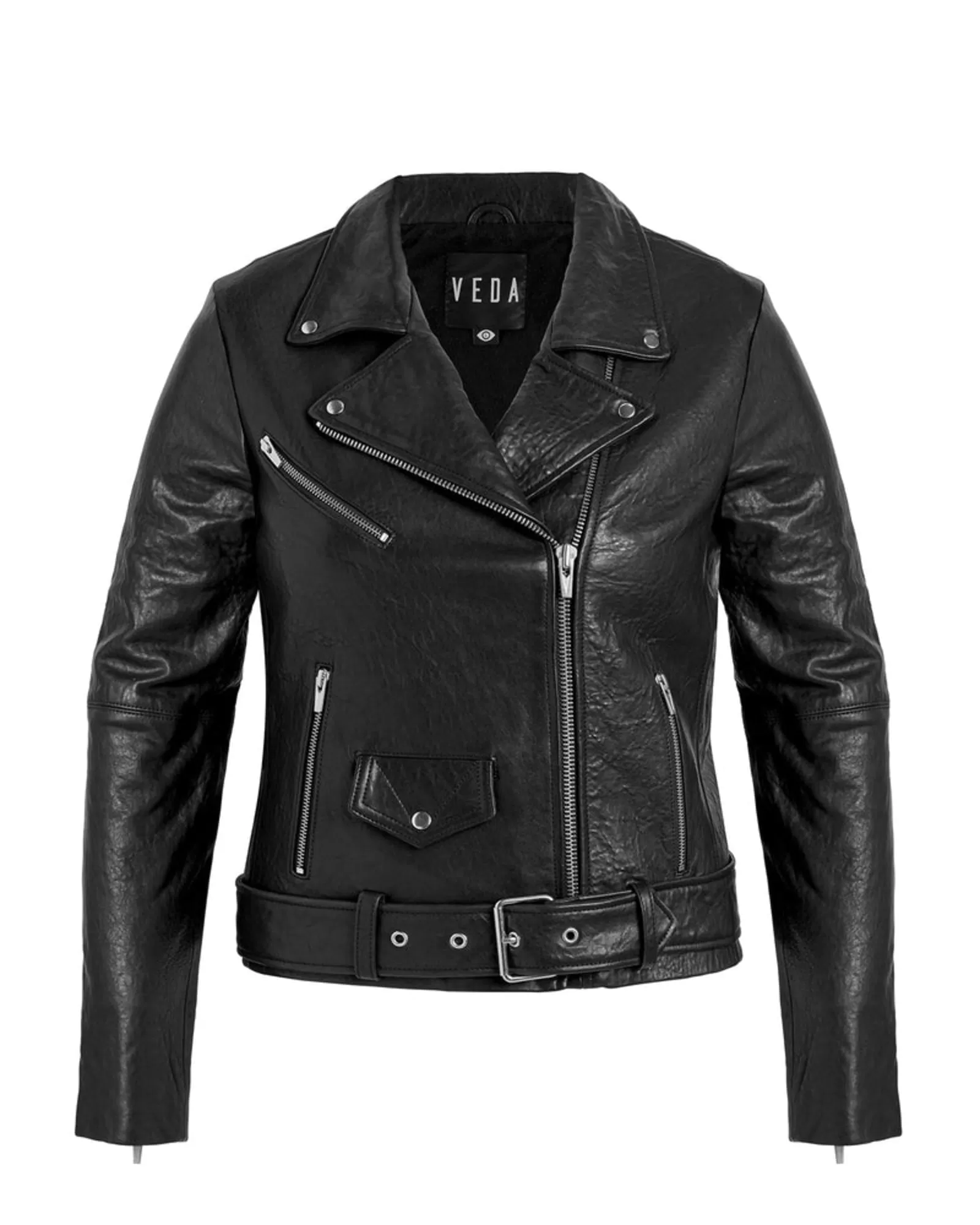 Jayne Biker Leather Jacket | Black