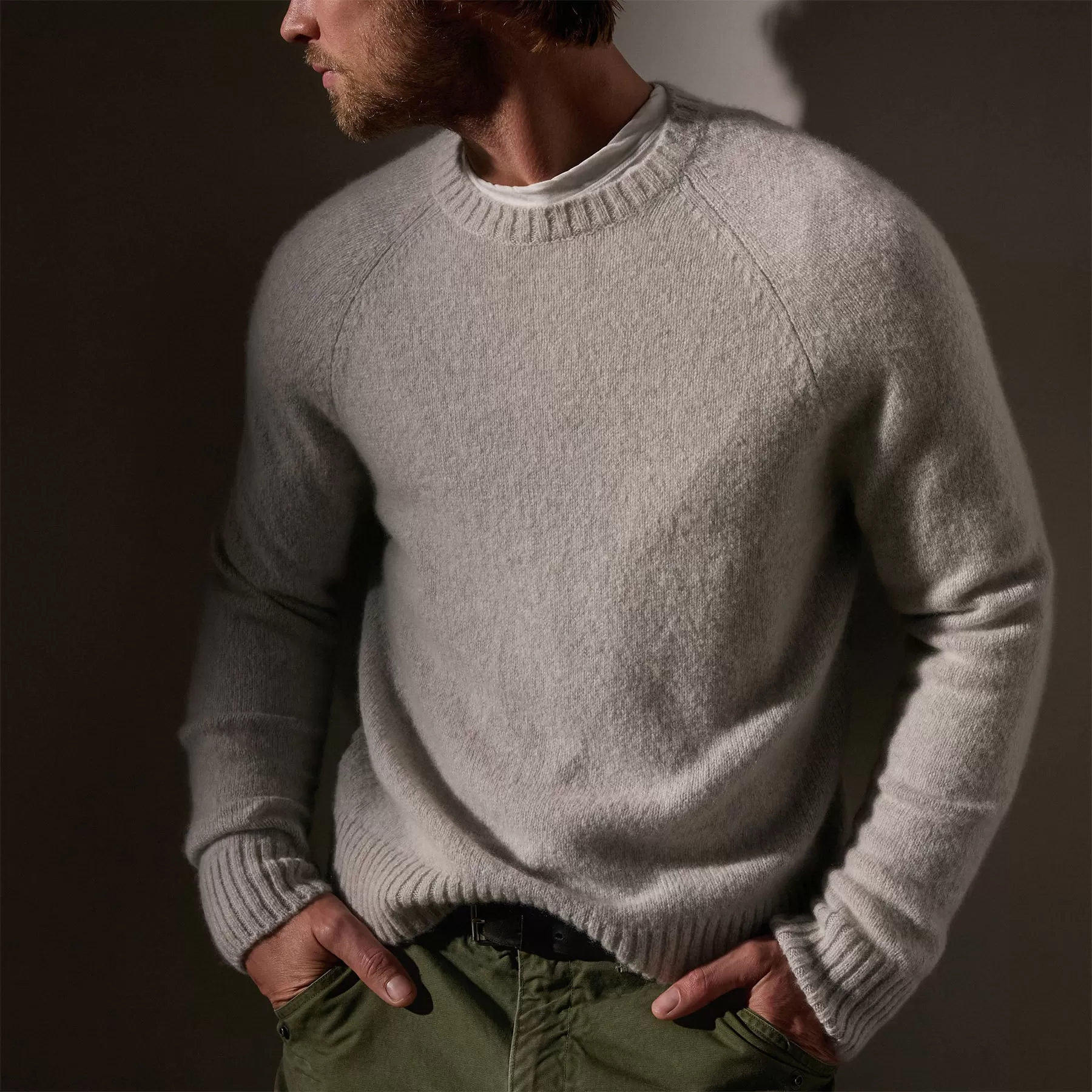 Lightweight Textured Cashmere Crew - Mist