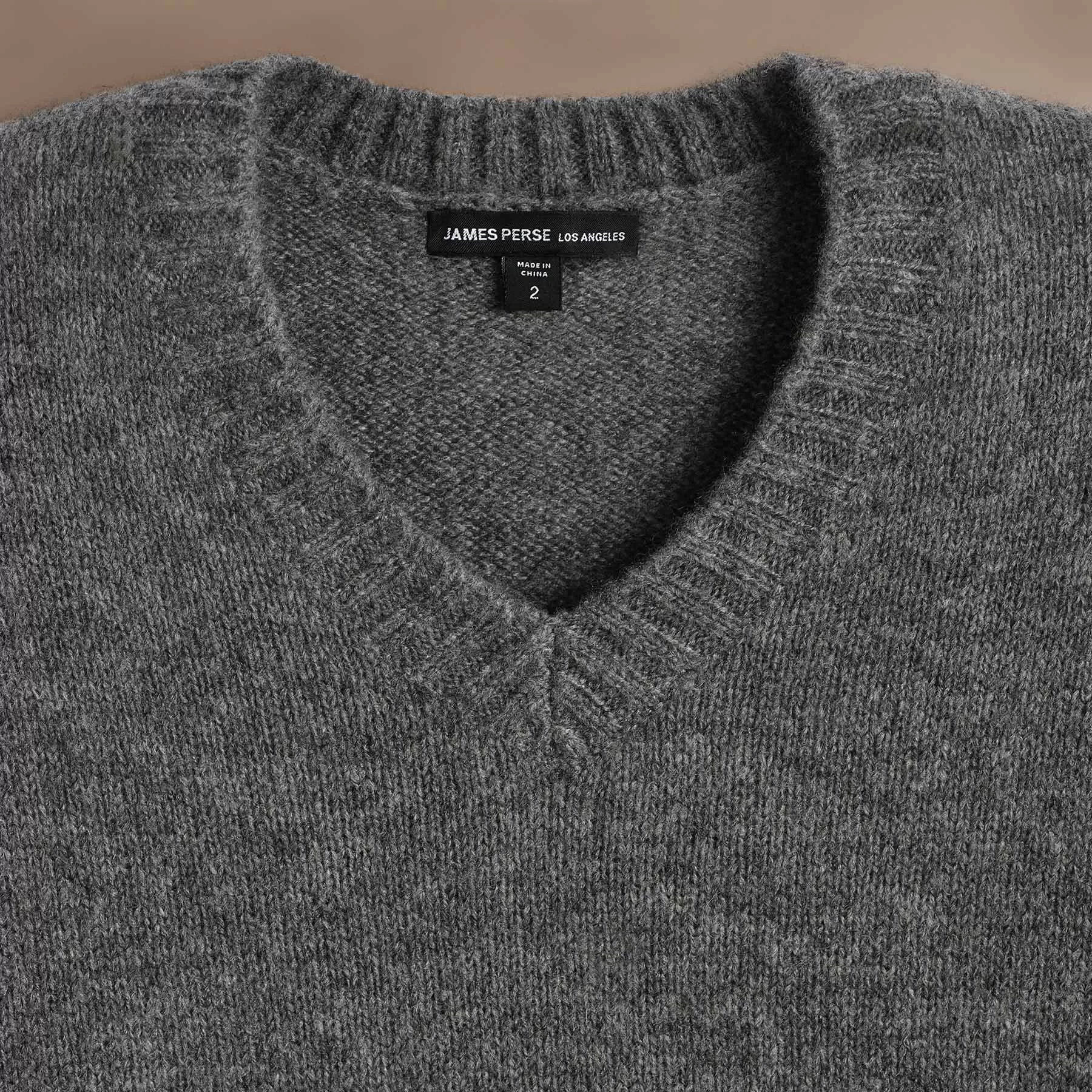 Lightweight Textured Cashmere V-Neck - Thunder