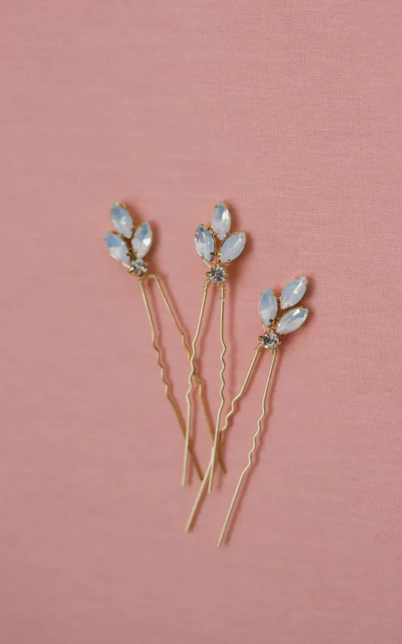 Luna   Stone - Opal Hair Pins { Set of Three }