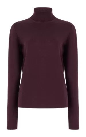 May Knit Turtleneck in Deep Bordeaux Merino Wool Cashmere