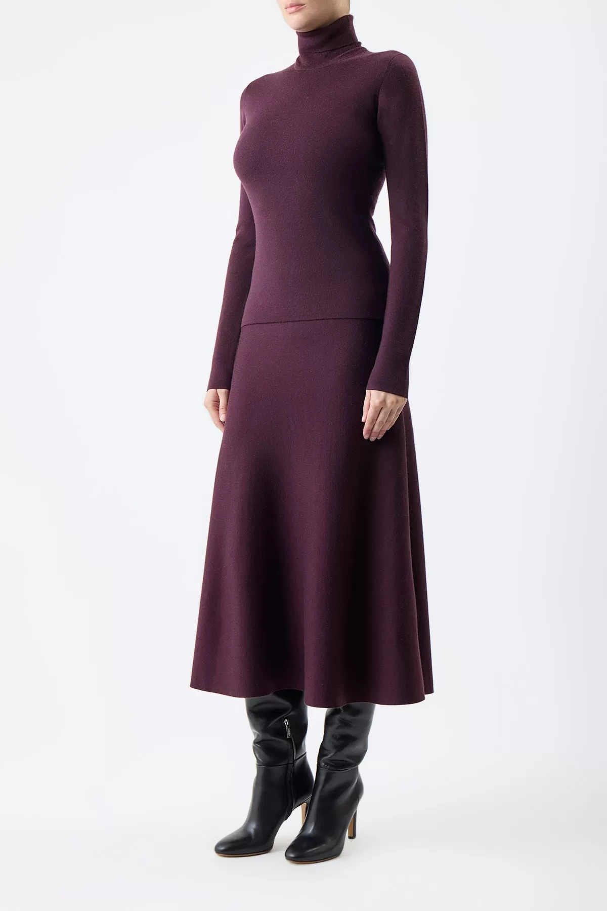 May Knit Turtleneck in Deep Bordeaux Merino Wool Cashmere