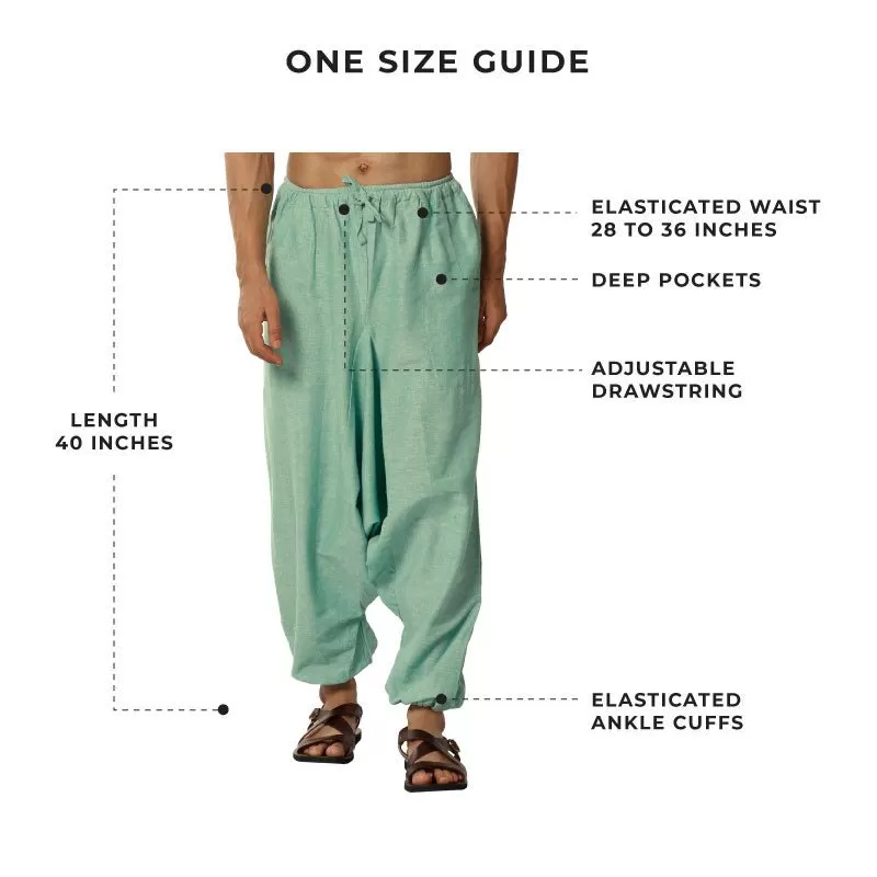 Men's Harem Pants | Sea Green | Fits Waist Size 28" to 36"