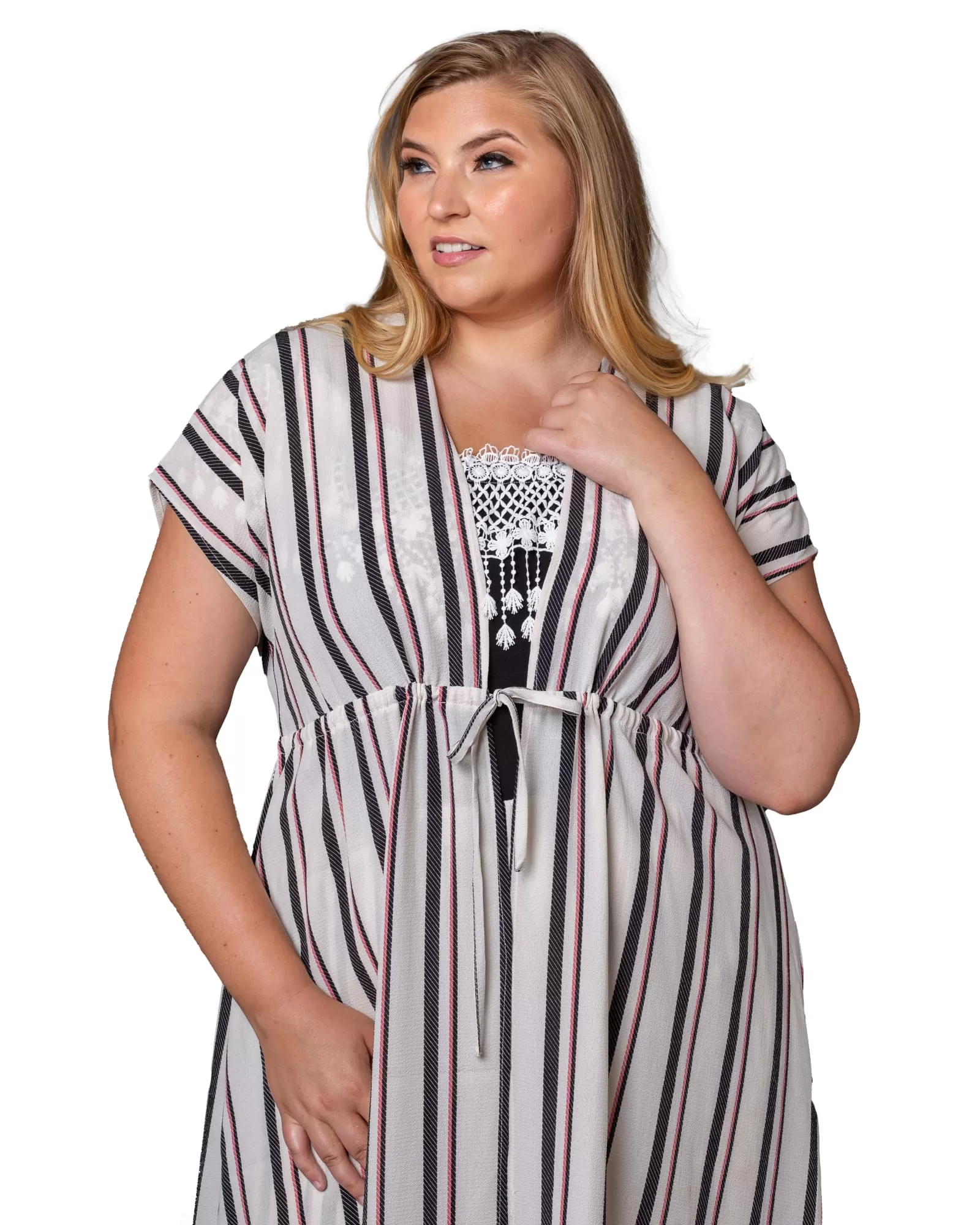 Nolita Striped Tie-Front Tunic Top | Ivory