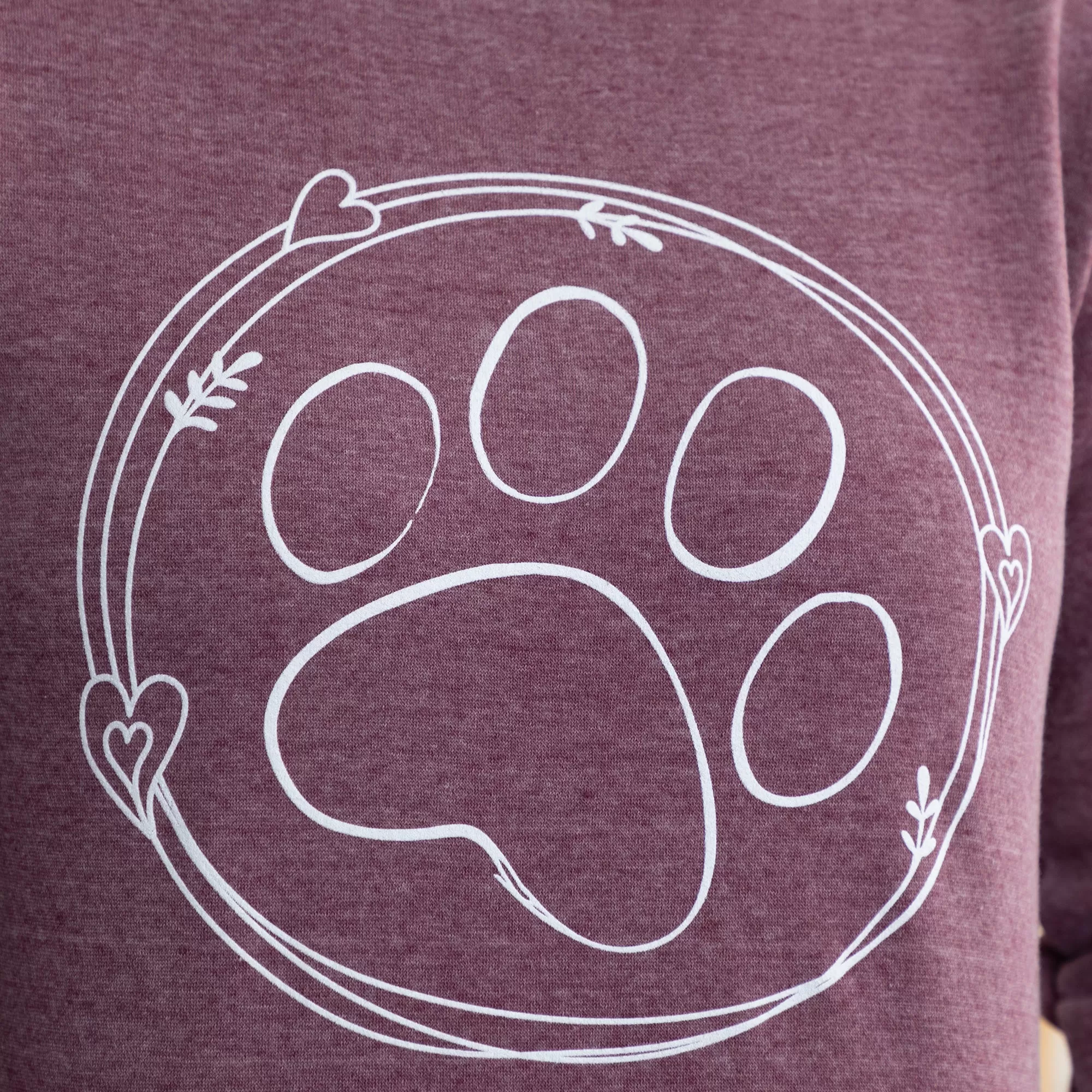 Paw & Hearts Hi-Low Burnout Crew Sweatshirt