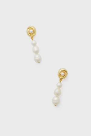 Pearl and Gold Caro Drop Earrings