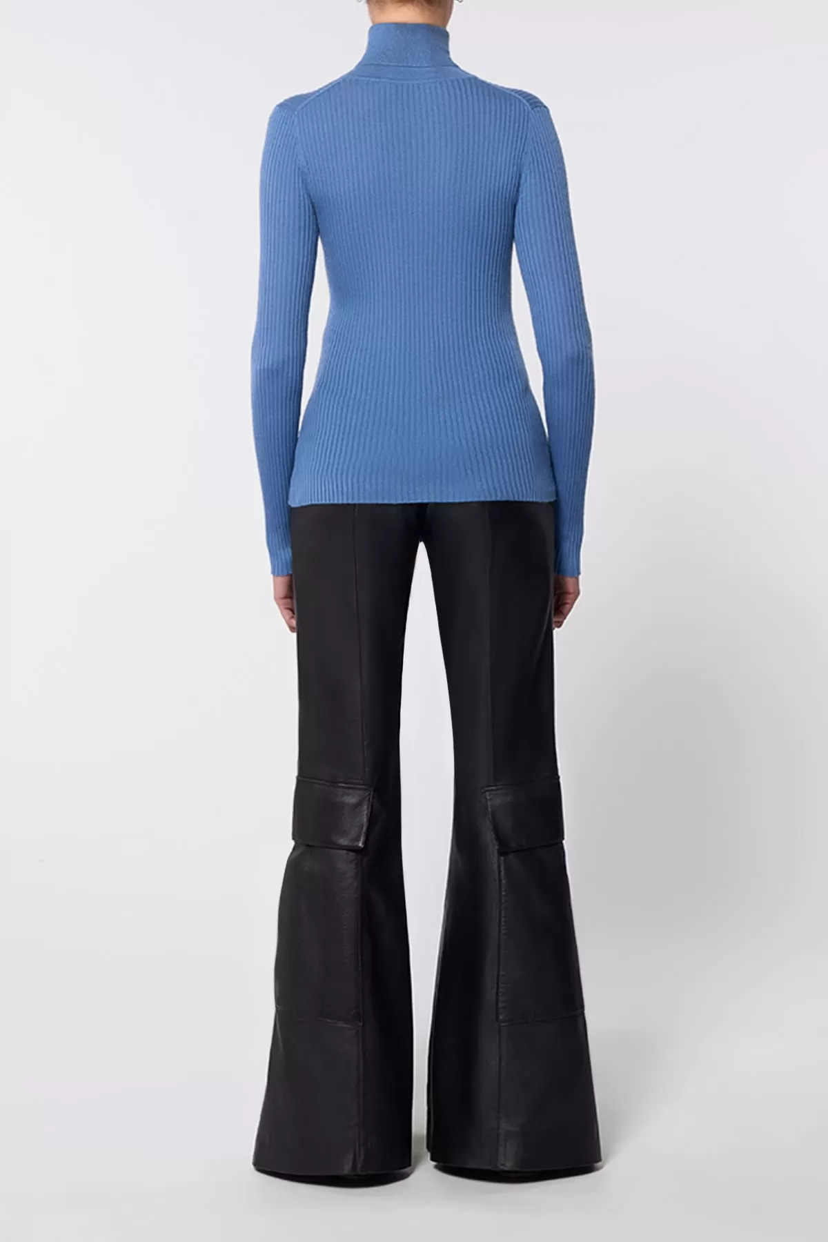 Peppe Knit Turtleneck in Light Blue Denim Cashmere Silk