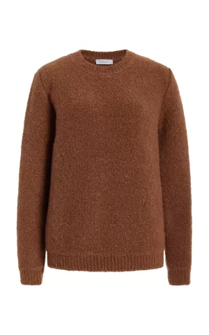 Philippe Knit Sweater in Cognac Cashmere Silk Boucle