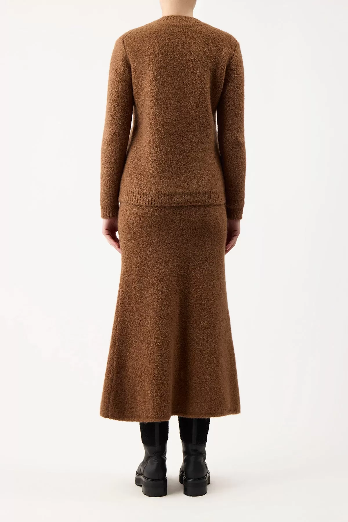 Philippe Knit Sweater in Cognac Cashmere Silk Boucle