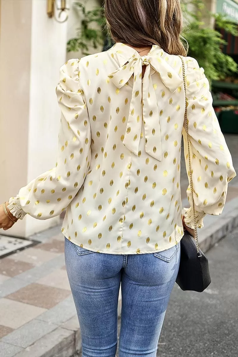 ROUND NECK RUFFLED SLEEVE LOOSE TOP