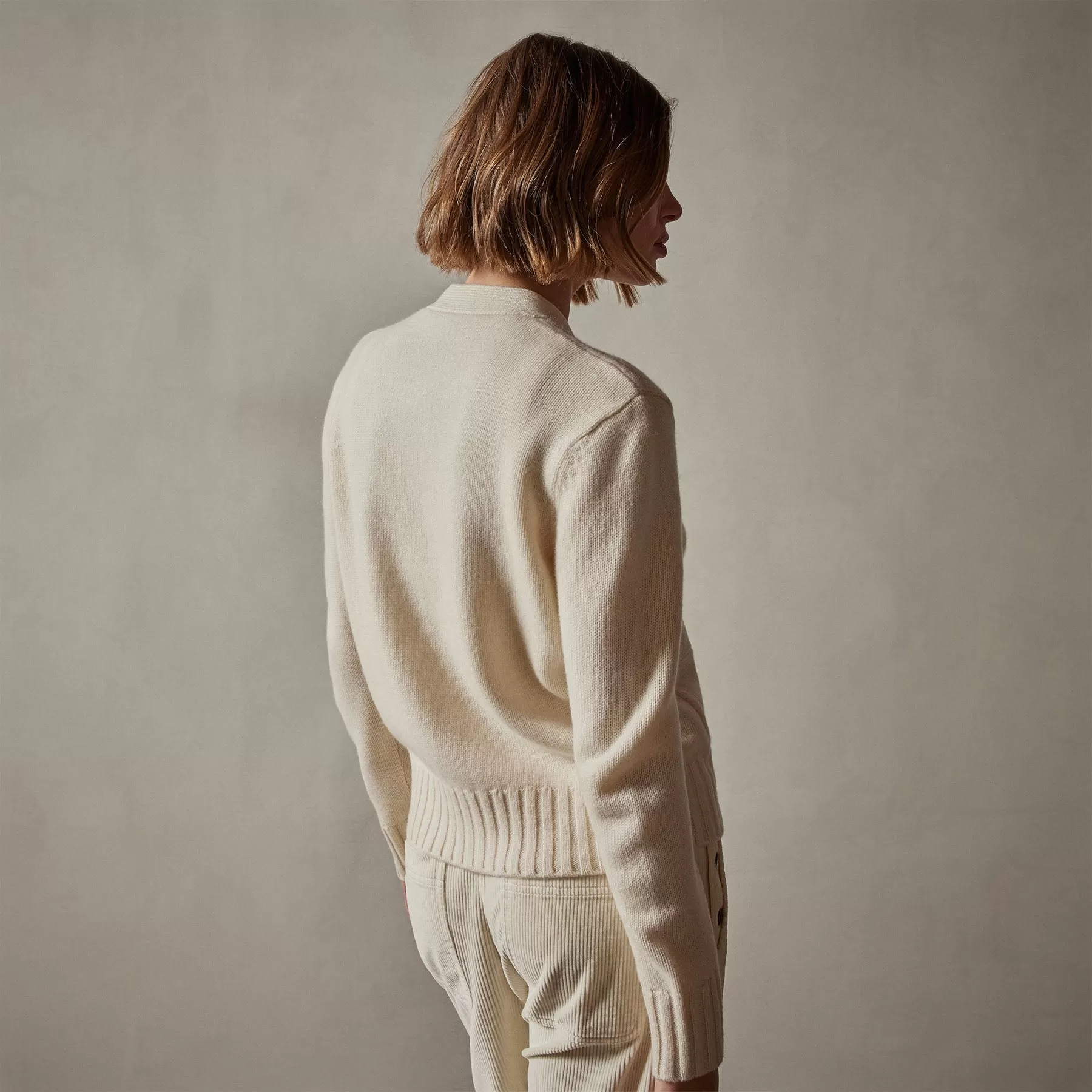 Shrunken Recycled Cashmere Cardigan - Ivory