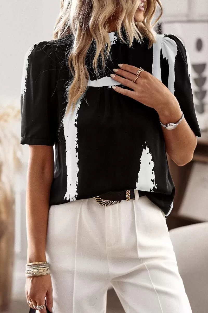 UNIQUE PATTERN HALF NECK BLOUSE