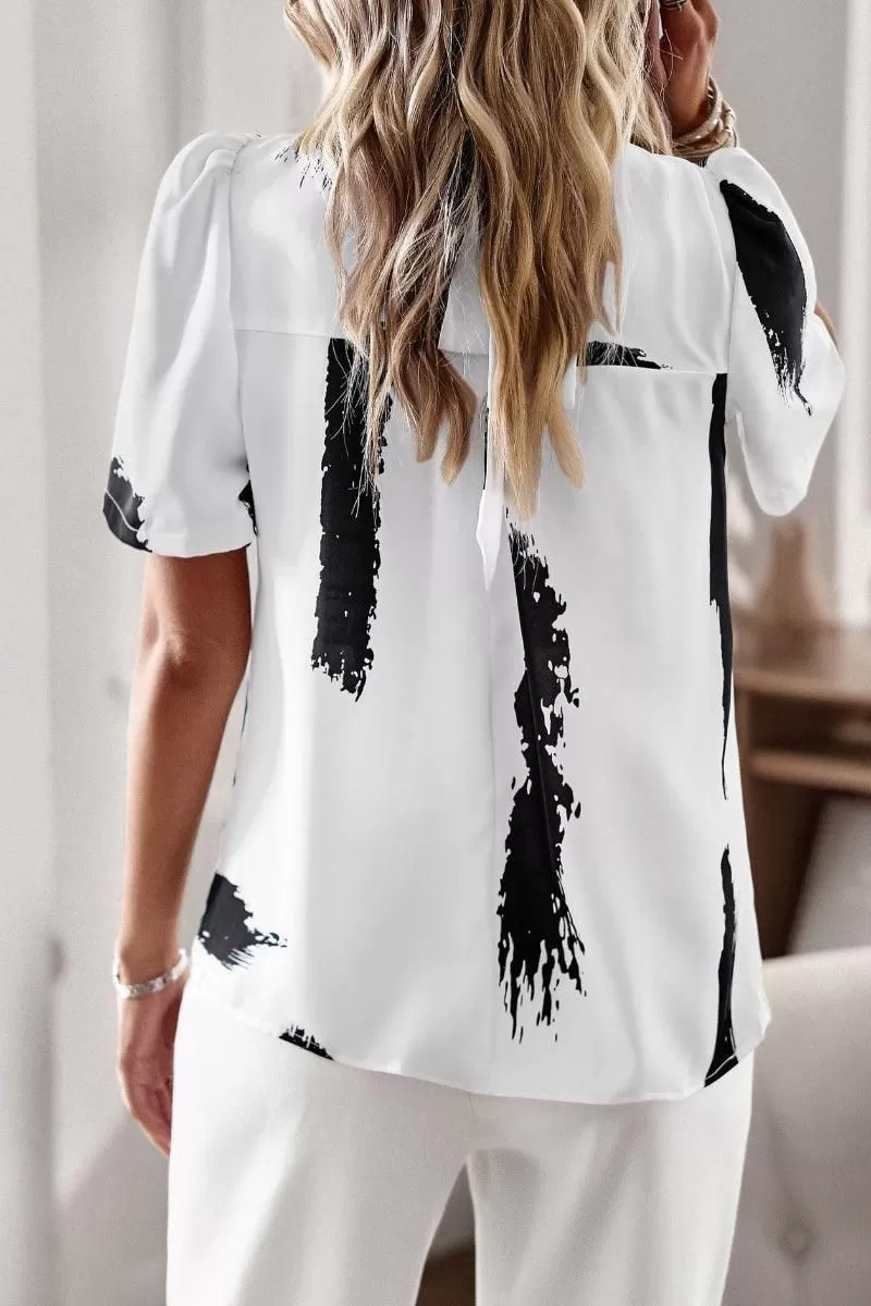 UNIQUE PATTERN HALF NECK BLOUSE