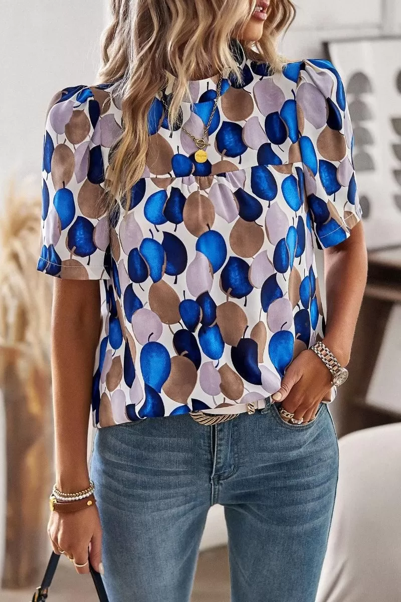 UNIQUE PATTERN HALF NECK BLOUSE