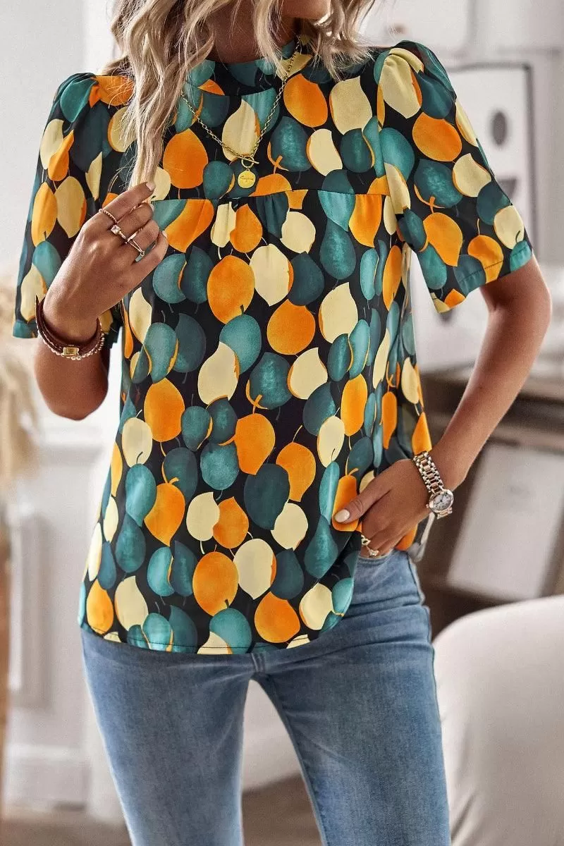 UNIQUE PATTERN HALF NECK BLOUSE