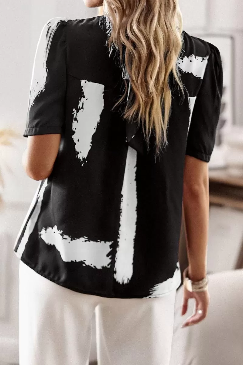 UNIQUE PATTERN HALF NECK BLOUSE