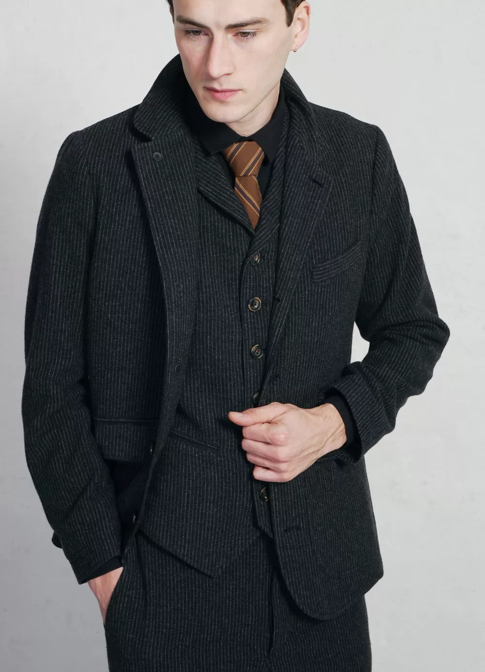 VINCENT | Casual Blazer Jacket | Black Wool Pin