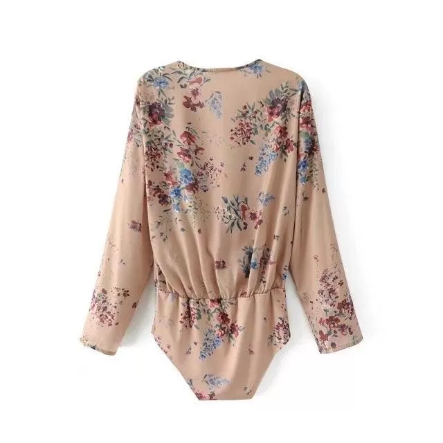 VINTAGE FLORAL WRAP BODYSUIT