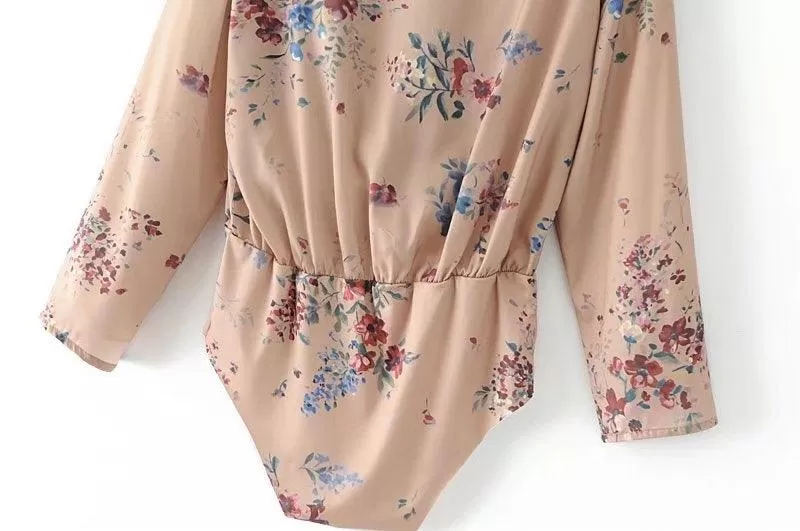 VINTAGE FLORAL WRAP BODYSUIT