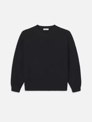 Wool Cashmere Textured Sweater  -- Dark Navy